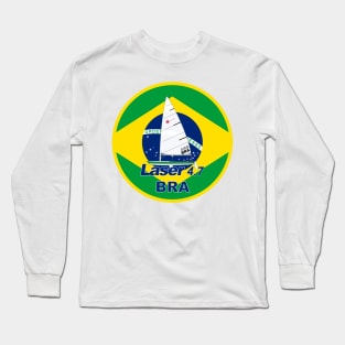 laser class sailboat on a flag Brazil Long Sleeve T-Shirt